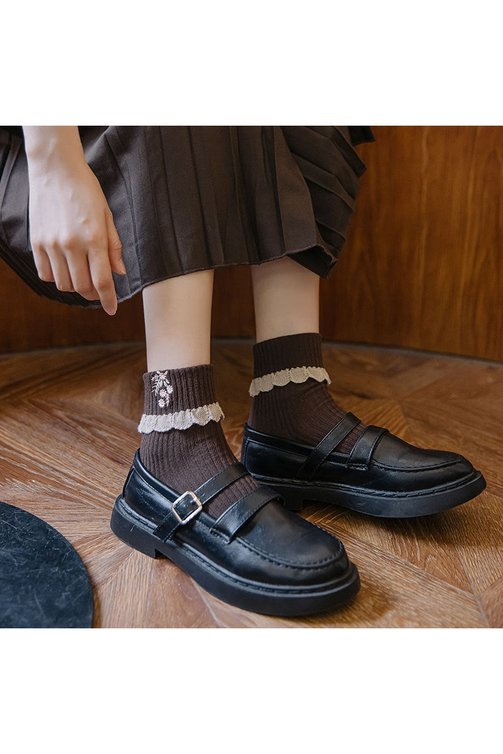 Retro Lace Ruffle Floral Socks cottagecoreclothes