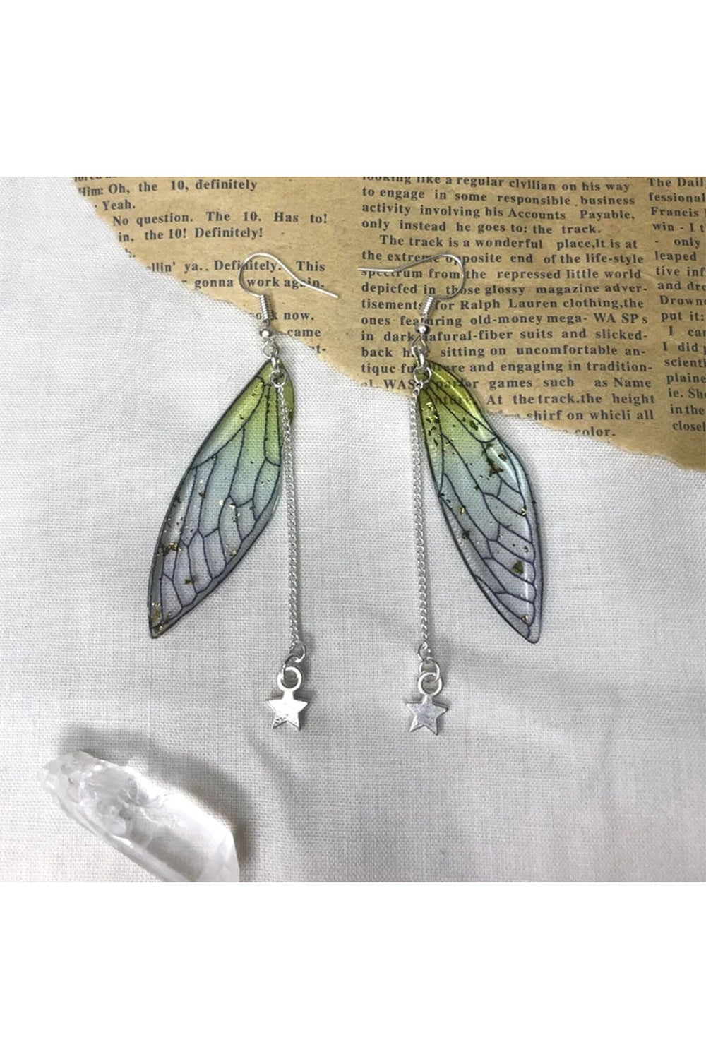 Green Fairy Wing Earrings cottagecoreclothes