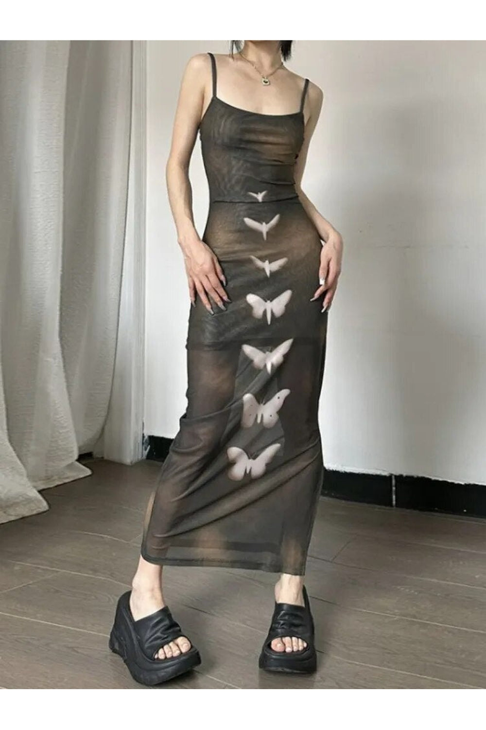 Butterfly Print Grunge Fairy Dress cottagecoreclothes