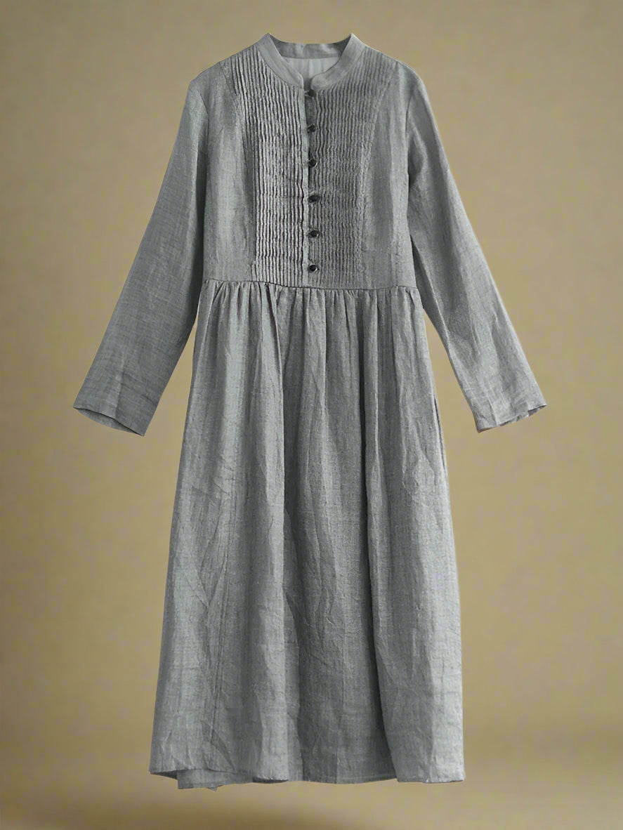 Vintage Pin-Tuck Long Sleeve Dress cottagecoreclothes