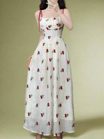 Vintage Sweetheart Cherry Embroidered Dress cottagecoreclothes