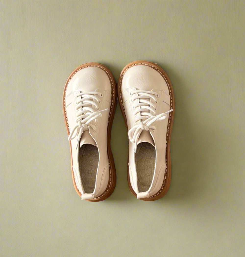 Vintage Brown Stitch Detail Shoes cottagecoreclothes