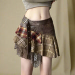 Grunge Layers Plaid Skirt cottagecoreclothes