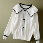 Vintage Contrast-Trim Ribbed Knit Sweater cottagecoreclothes