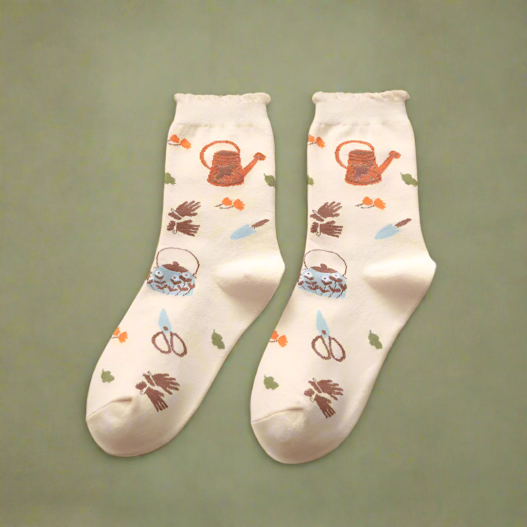 Mori Girl Cozy Nature Print Socks cottagecoreclothes