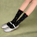 Vintage Cherry Print Ruffle Socks cottagecoreclothes