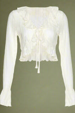 Fairycore Lace-Up Ruffle Crop Top cottagecoreclothes