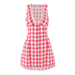 Strawberry Gingham Doll Dress