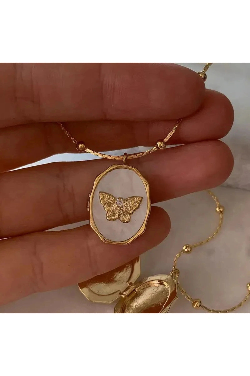 Shell Butterfly Pendant Necklace cottagecoreclothes