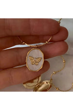 Shell Butterfly Pendant Necklace cottagecoreclothes
