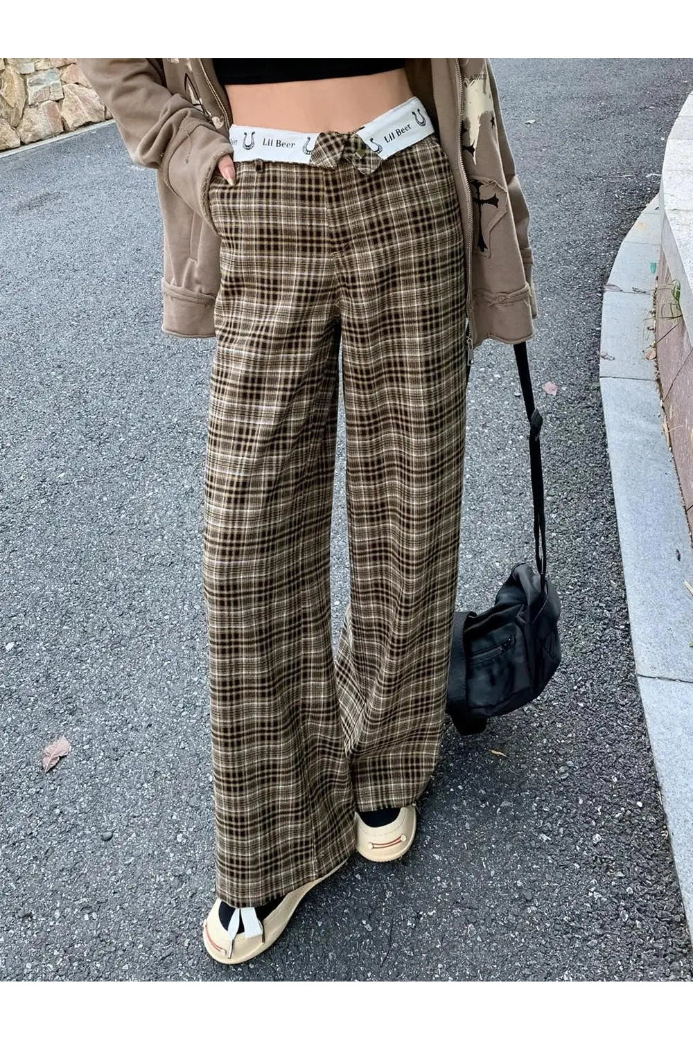 Plaid High Waist Pants cottagecoreclothes