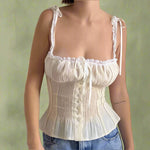 Fairycore Lace Ribbon Corset Top cottagecoreclothes