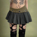 Fairy grunge Grommet Belted Mini Skirt cottagecoreclothes