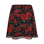 Crimson Bloom Sheer Skirt