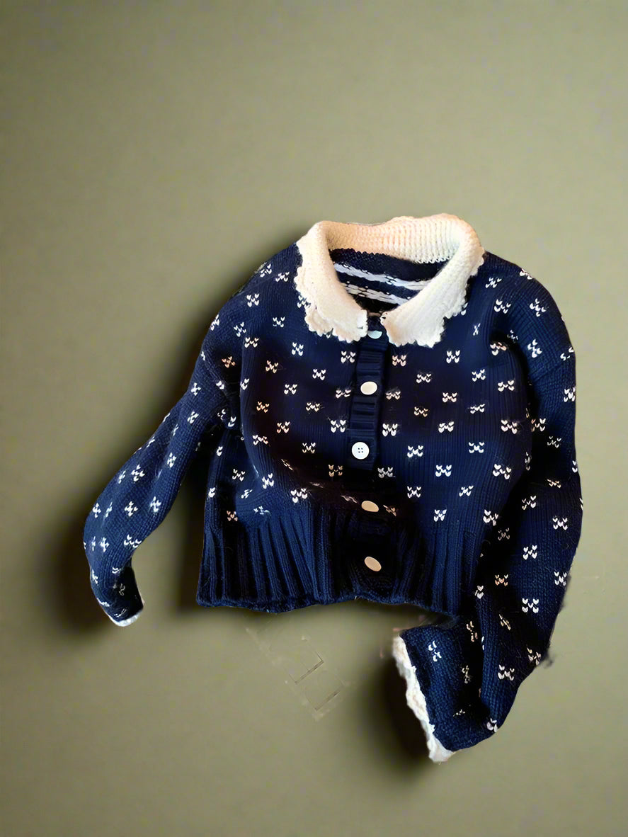 Vintage Peter Pan Collar Knit Cardigan cottagecoreclothes