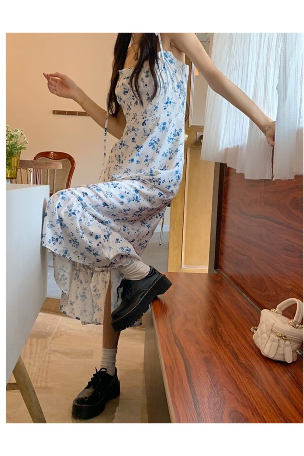 Cottagecore Casual Suspender Flower Dress cottagecoreclothes