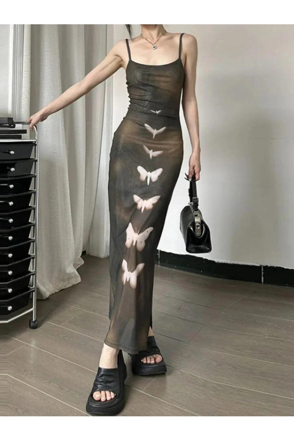 Butterfly Print Grunge Fairy Dress cottagecoreclothes