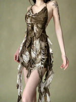 Fairycore Distressed Ruffle Mini Dress cottagecoreclothes