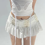 Fairycore Ruched Satin Mini Skirt cottagecoreclothes