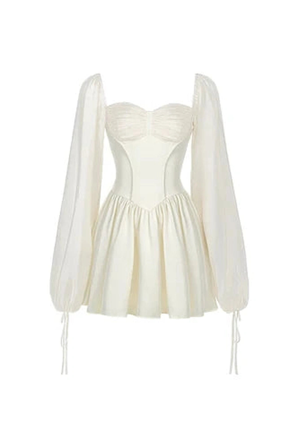 White Bubble Sleeve Dress cottagecoreclothes