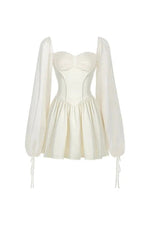 White Bubble Sleeve Dress cottagecoreclothes