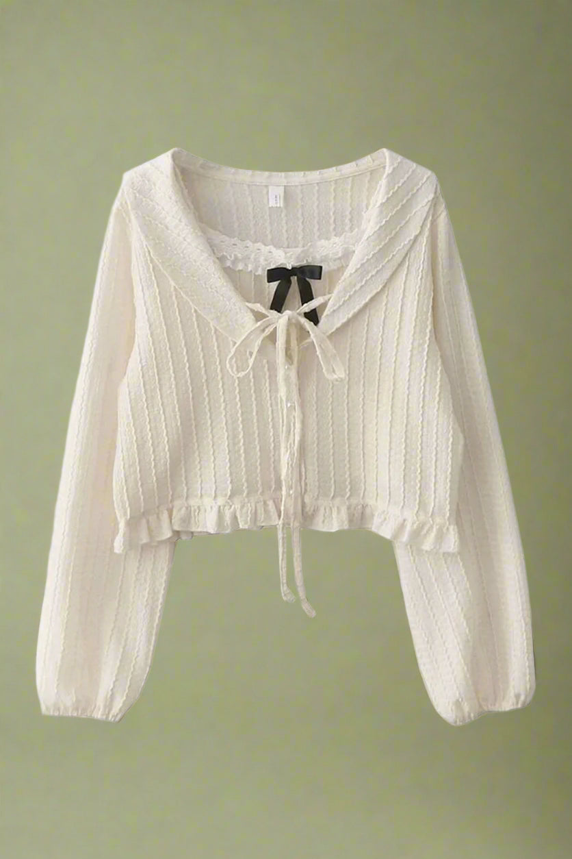 Ribbon Charm Cropped Blouse cottagecoreclothes