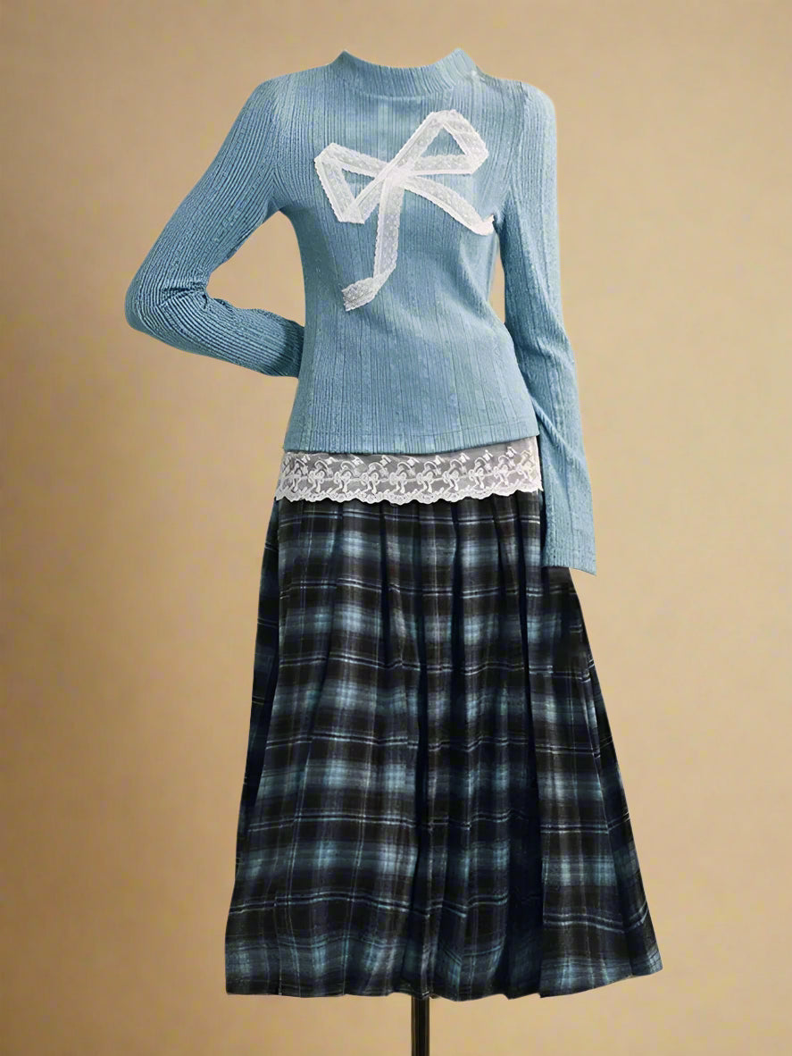 Mori Girl Lace Bow Sweater Set cottagecoreclothes