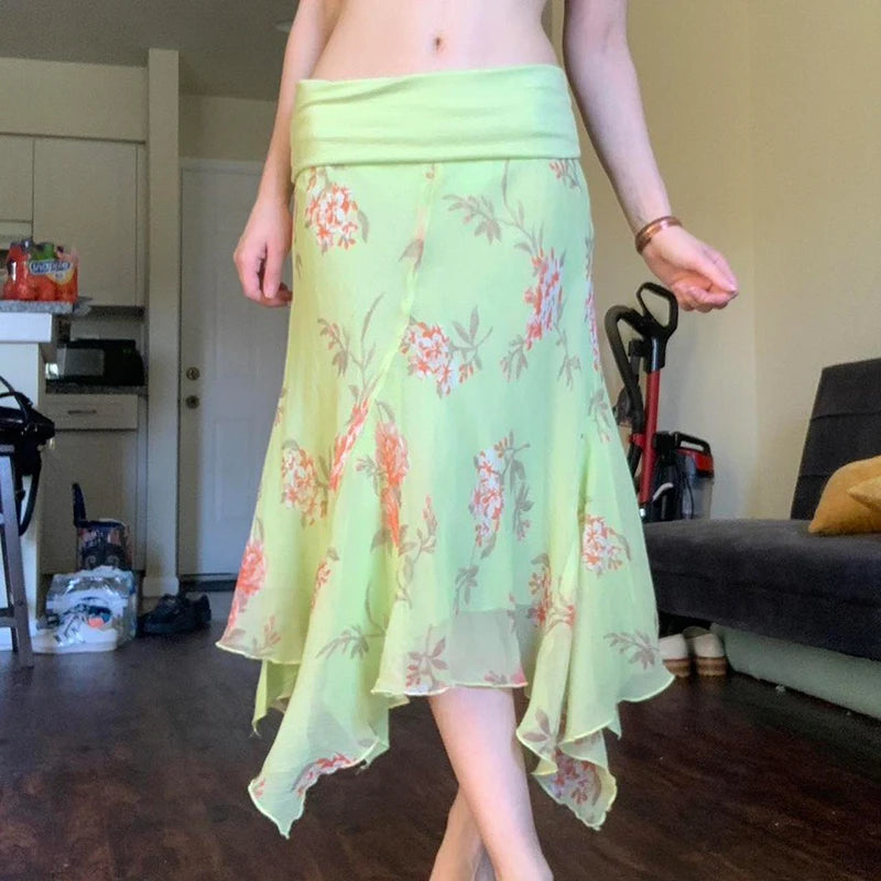 Fairycore Pastel Petal Midi Skirt