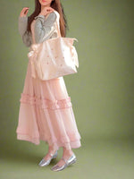 Fairycore Pink Ruffled Midi Dress cottagecoreclothes