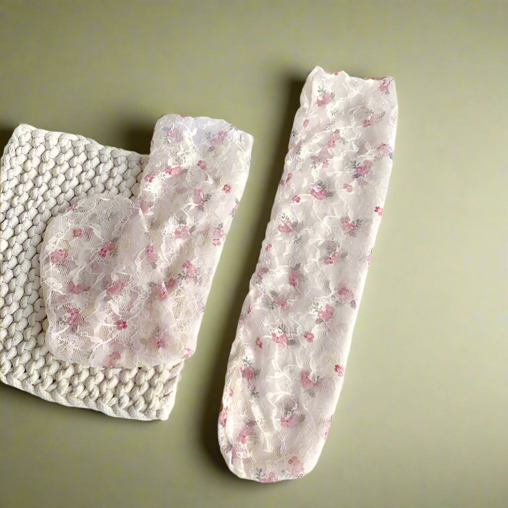 Vintage Blue Floral Sheer Socks cottagecoreclothes
