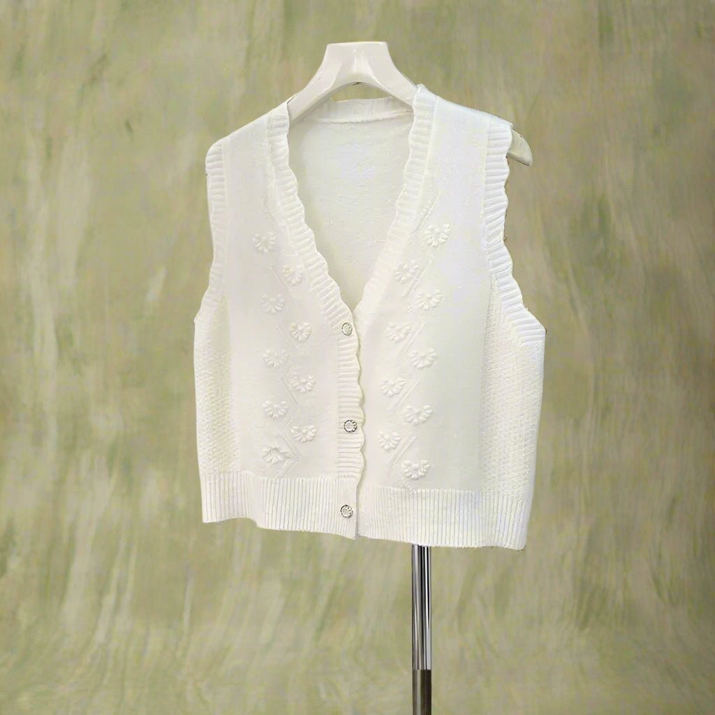 Cottagecore Floral Knit Scalloped Vest cottagecoreclothes