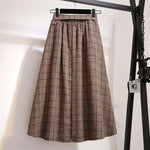 Vintage Plaid Belted Midi Skirt cottagecoreclothes