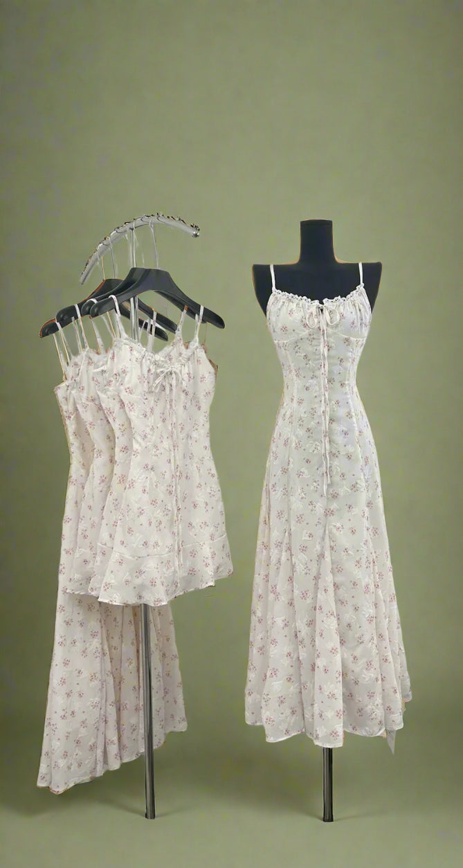 Fairycore Floral Lace-Up Dress cottagecoreclothes