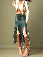 Fairy grunge Layered Cut-Out Maxi Skirt cottagecoreclothes