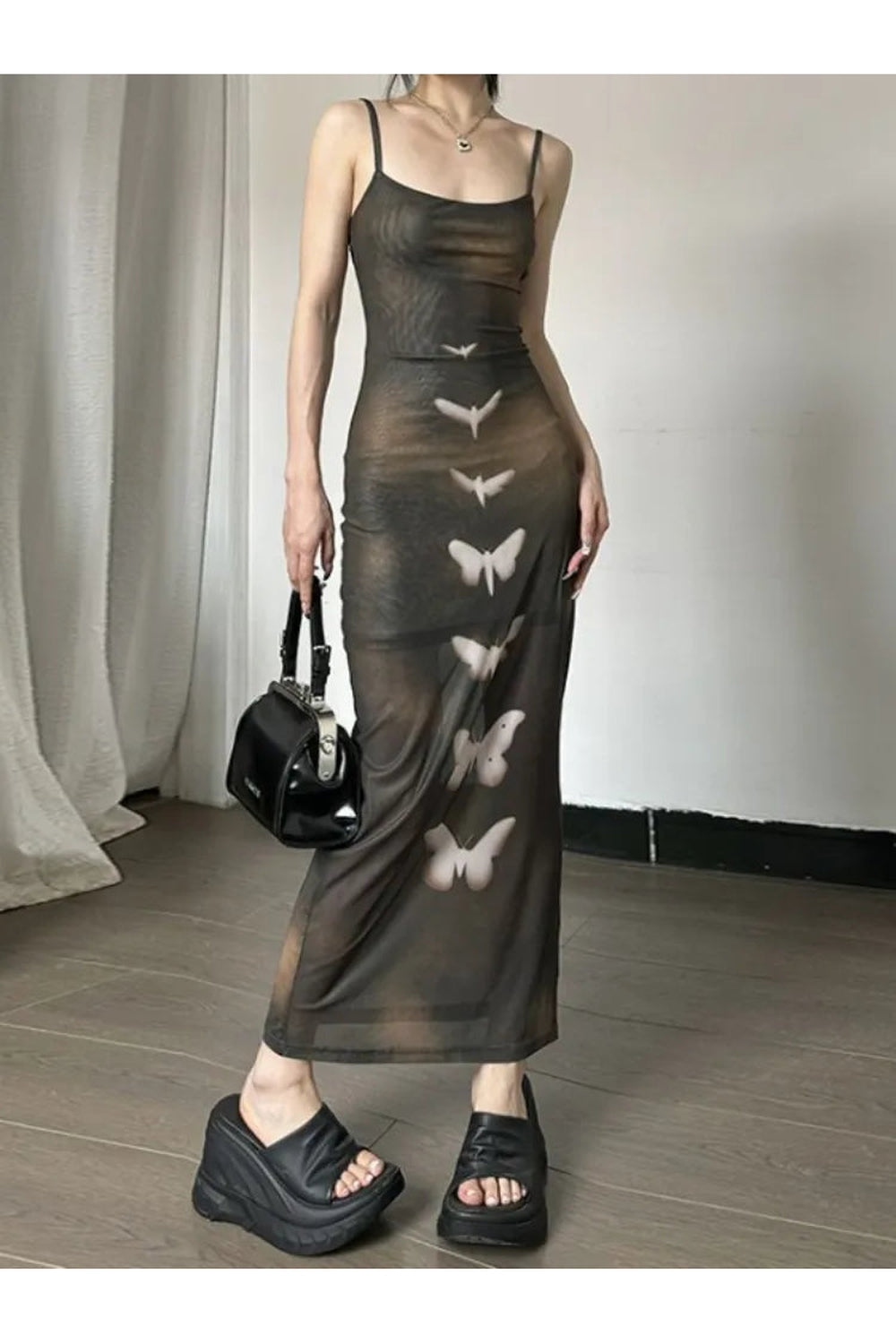 Butterfly Print Grunge Fairy Dress cottagecoreclothes