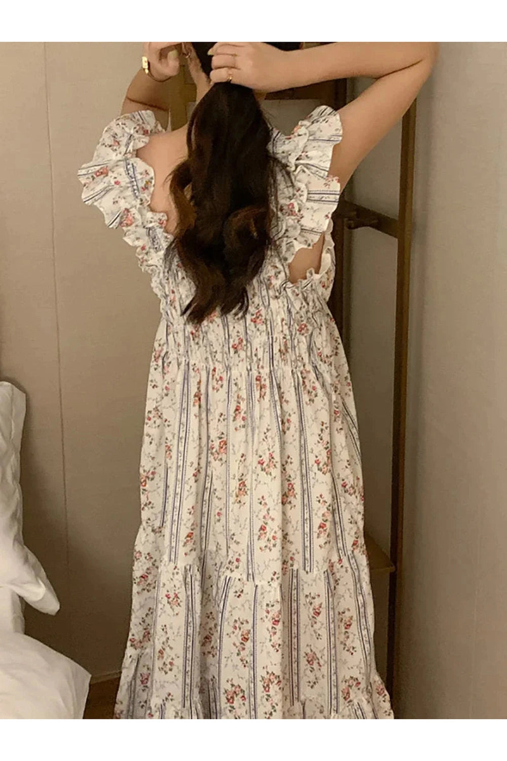 Vintage Lace Trimmed Sleeveless Midi Dress cottagecoreclothes