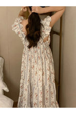 Vintage Lace Trimmed Sleeveless Midi Dress cottagecoreclothes