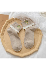 Retro Lace Ruffle Floral Socks cottagecoreclothes