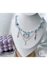 Blue Heart Beaded Necklace cottagecoreclothes