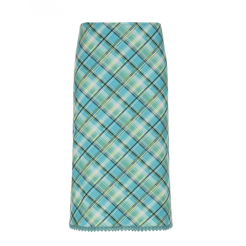 Retro Plaid Slip Skirt
