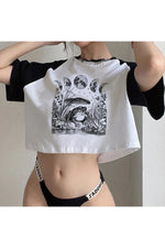 Mushroom Graphic 90s Crop Top cottagecoreclothes