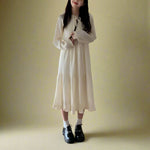Vintage Ruffle Trim Pleated Peasant Dress cottagecoreclothes