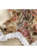 Retro Print Lace Top cottagecoreclothes