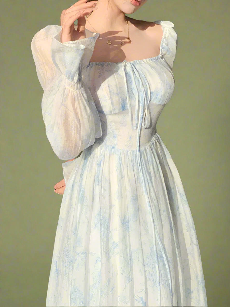 Fairycore Dreamscape Puff Sleeve Dress cottagecoreclothes