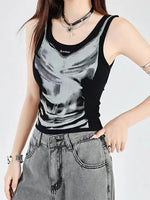 Gothiccore Floral Print Ruched Tank Top