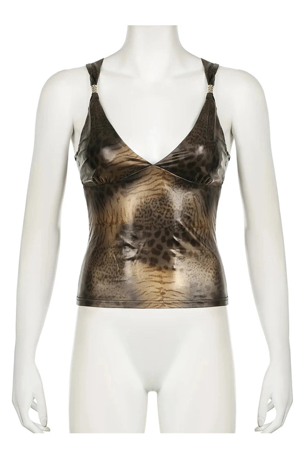 Retro Bronze Leopard Print Top cottagecoreclothes