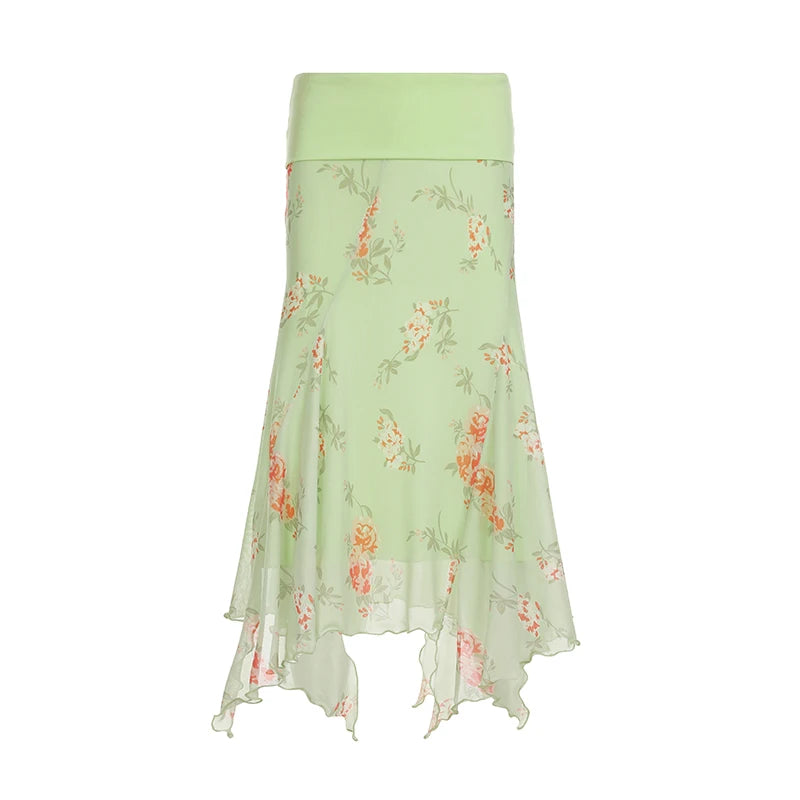 Fairycore Pastel Petal Midi Skirt