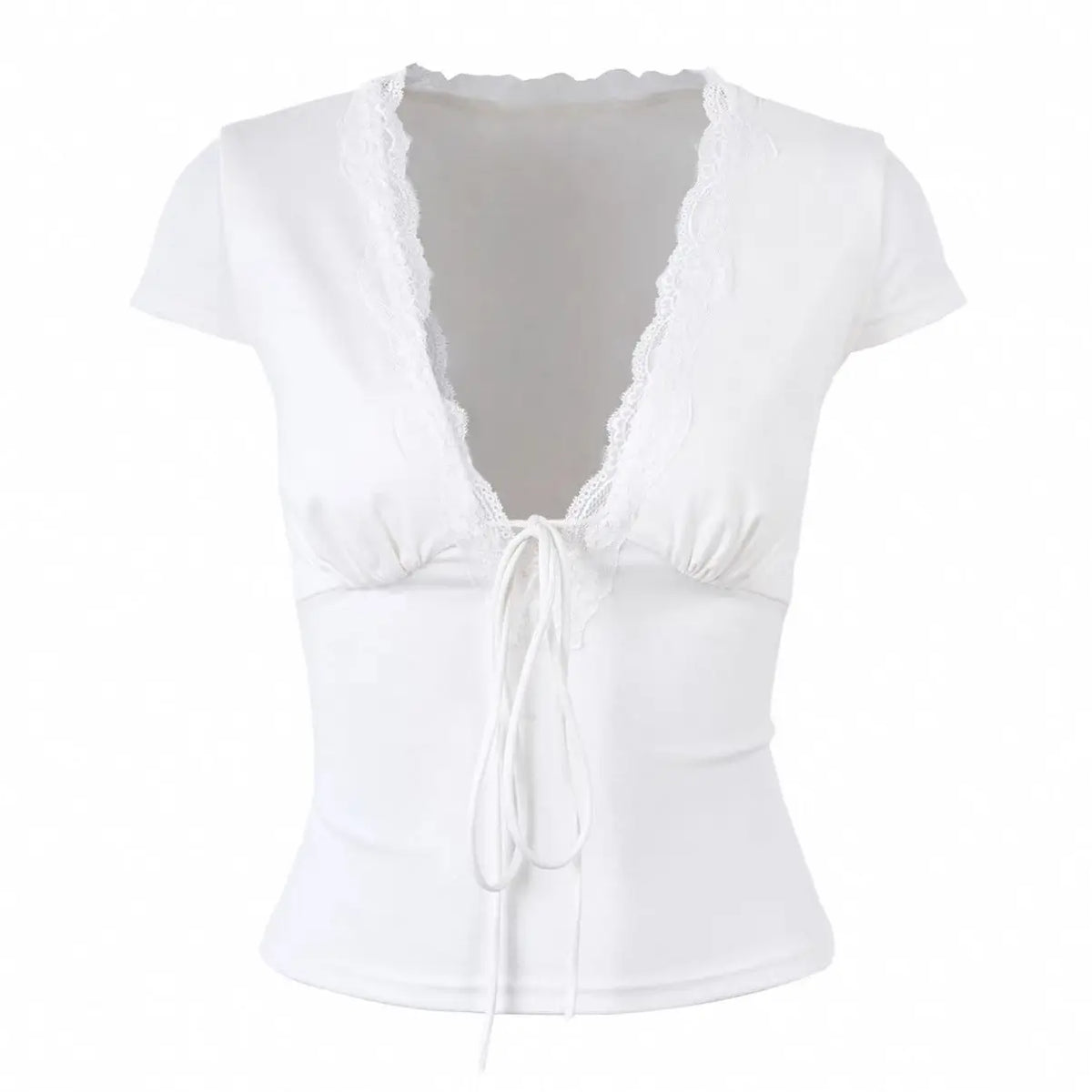 Fairycore Lace Tie Front Crop Top