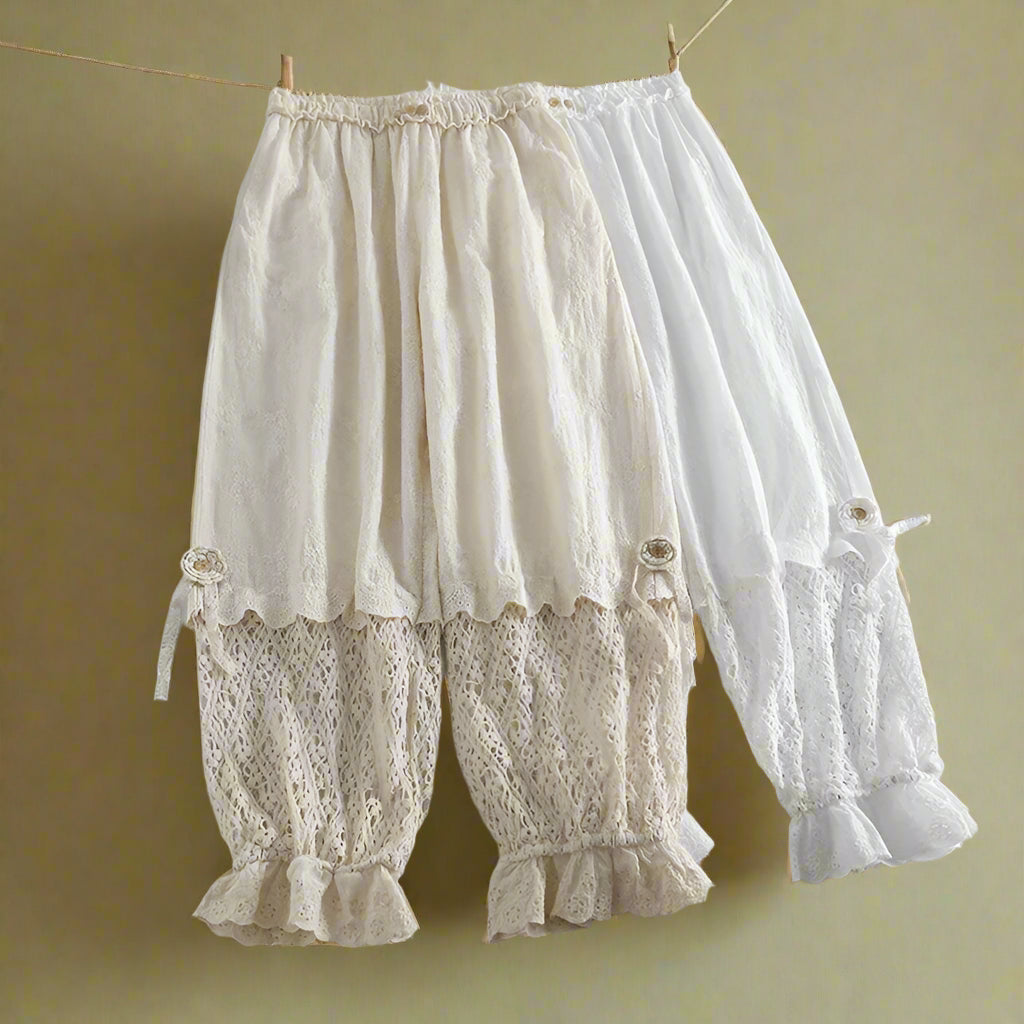 Mori Girl Vintage Crochet Lace Pants cottagecoreclothes