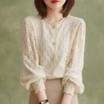 Vintage Pearl Button Lace Blouse cottagecoreclothes